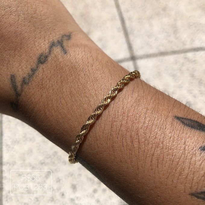 Pulseira Cordão Baiano 3mm Liso Dourado